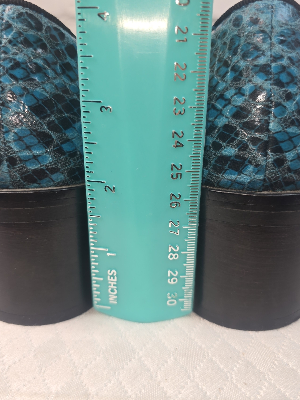 STELLA MCCARTNEY TURQUOISE BLUE LOAFERS SNAKESKIN BLOCK HEEL MADE IN ITALY 36 - Picture 5 of 11